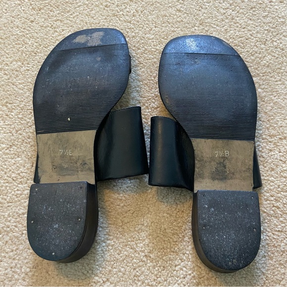 Vintage 90’s Tweeds Black Leather Toe Ring Slide - Picture 6 of 6